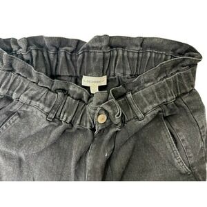 EE:Some Womens High Waist Paperbag Elastic Waist Jeans Black Size L